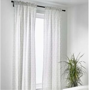 IKEA Flong Curtains White with light gray 57"x98" 2 Panels Design Nina Jobs